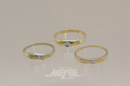 3 Damenringe, 585er GG, Ringgröße: 57,