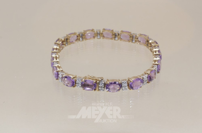 Armband, 333er GG, besetzt mit