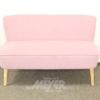 kl. Sofa, Velour rosa, 2-Sitzer