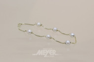Armband, 585er GG, besetzt mit 6 Perlen,