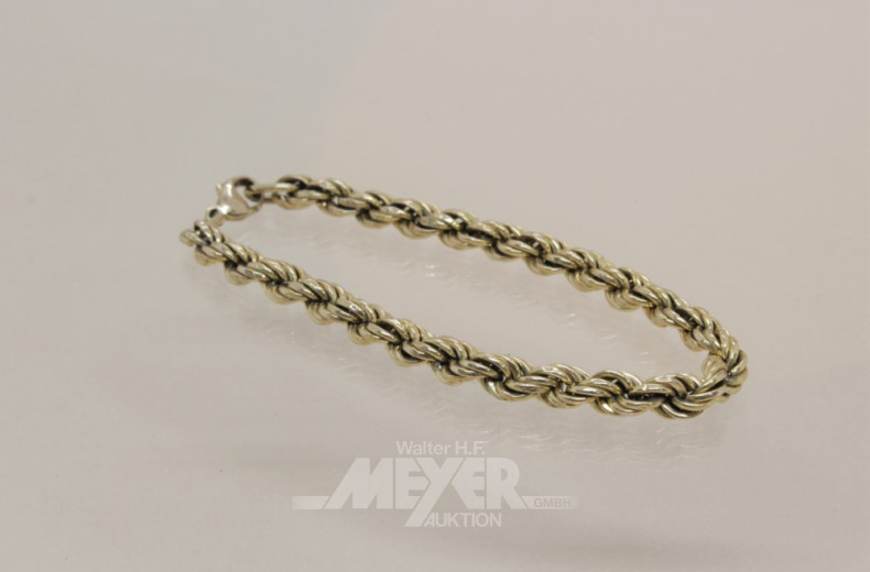 Kordelarmband, 333er GG, ca. 8 g