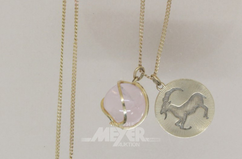 Kette, 333er GG, mit 2 Anhängern,