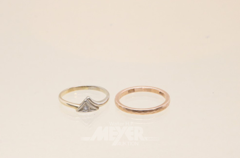 2 Ringe, 585er GG, Ringgröße: 51/53,