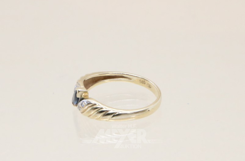 Damenring, 585er GG, mit Saphir,