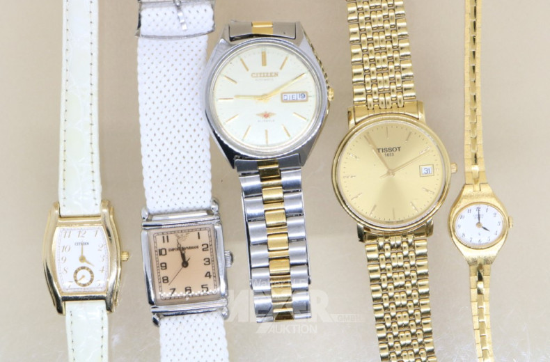 5 Armbanduhren u.a. TISSOT, CITIZEN
