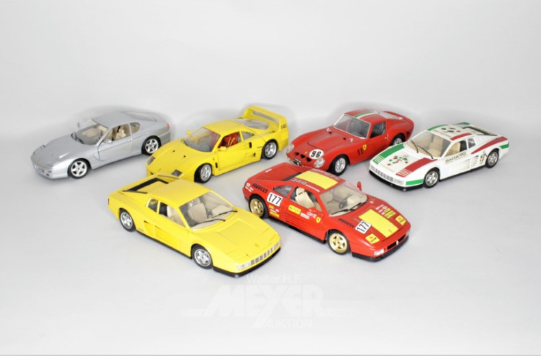 6 versch. Modellautos BURAGO, 1:18