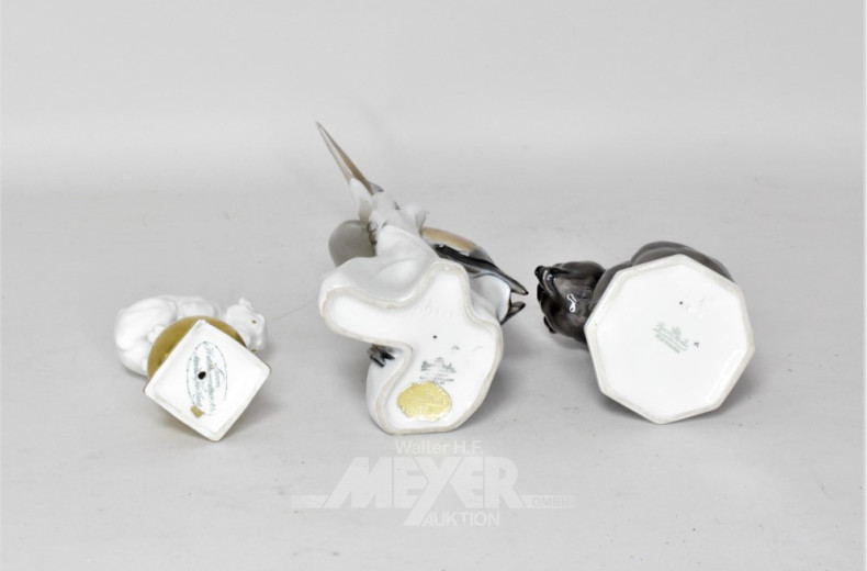 3 Porz.-Figuren ''Bären / Fischreiher''