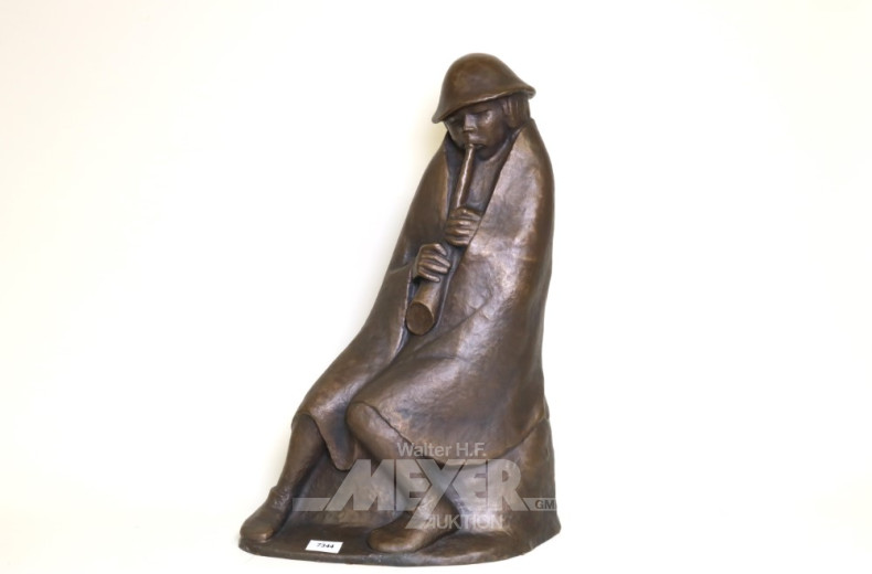 Skulptur, Bronze ''Der Flötenbläser'',