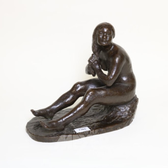 Skulptur, Bronze, ''sitzender Frauenakt''