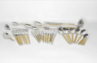 Posten Besteckteile, goldfarbenes Dekor