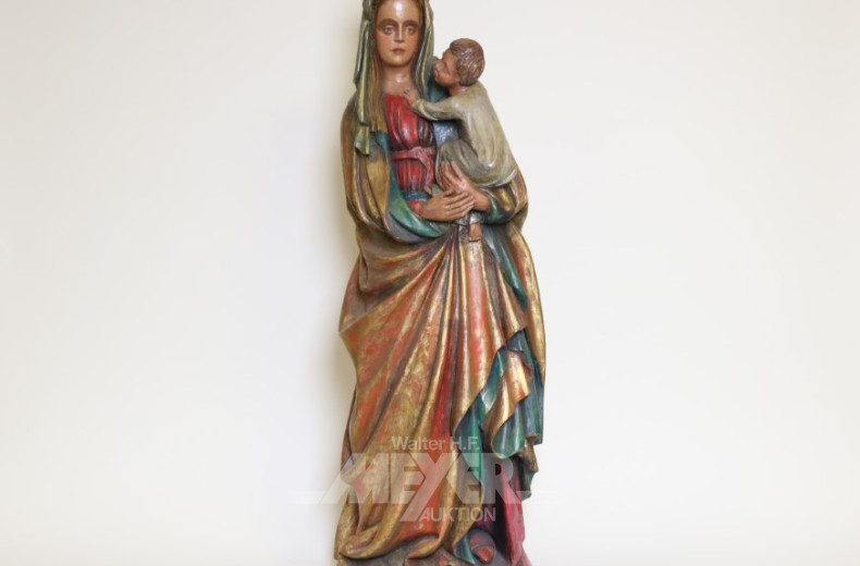 Skulptur ''Madonna mit Kind'', Holz,
