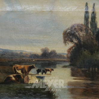 Gemälde ''Kühe am Bachlauf'',