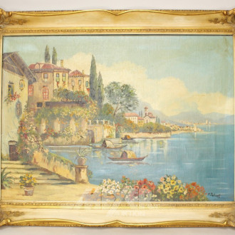 Gemälde ''ital. Landschaft mit Seeblick''