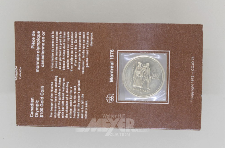 Goldmünze, 100 Canadische Dollar,