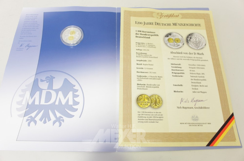 2 Münzen, Silber teilvergoldet,