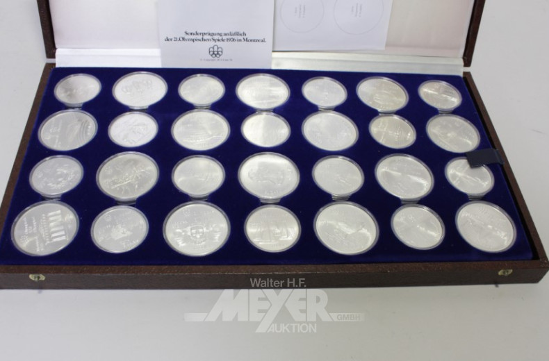 Kassette mit 28 kanad. Silberdollar,