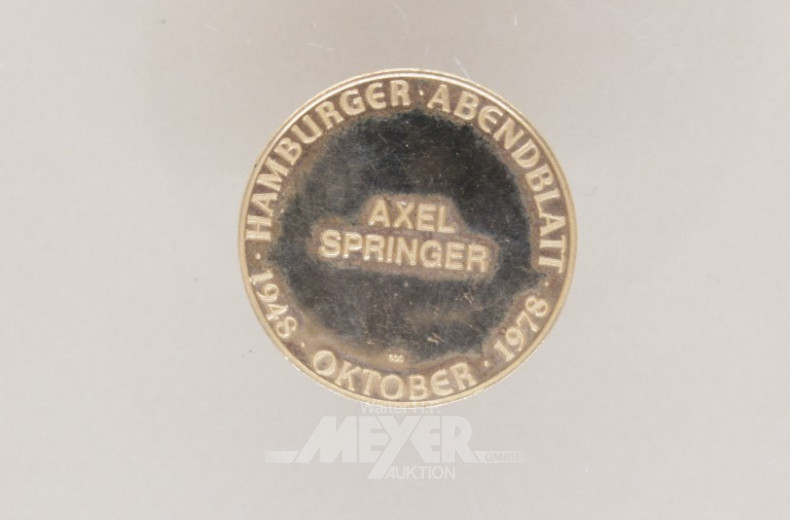 Medaille ''Axel Springer'', 900er GG,