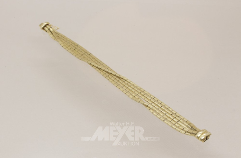Armband, 750er GG, 5 Stränge,