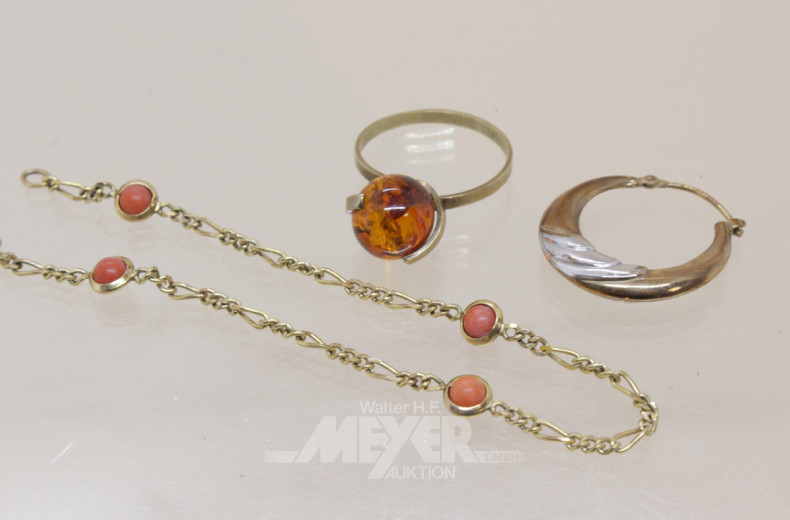 3 Teile Schmuck, 333er GG, best. aus.: