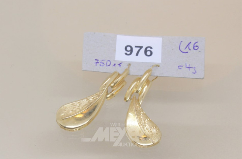 Paar Ohrgehänge, 750er GG, ca. 4 g