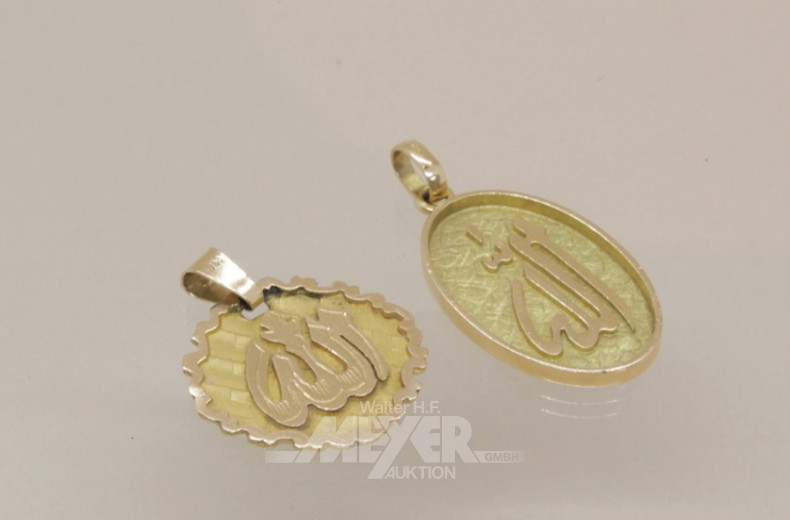 2 Anhänger, 750er GG, ca. 14 g