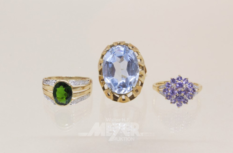 3 Damenringe, 333er GG,