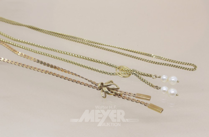 3 Ketten, 333er GG, zus. ca. 19 g