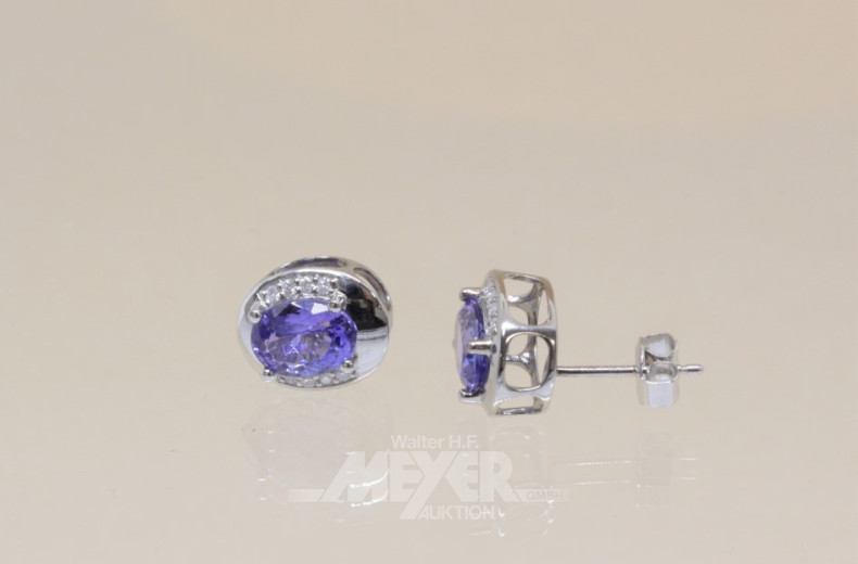 Paar Ohrstecker, 950er Platin, besetzt