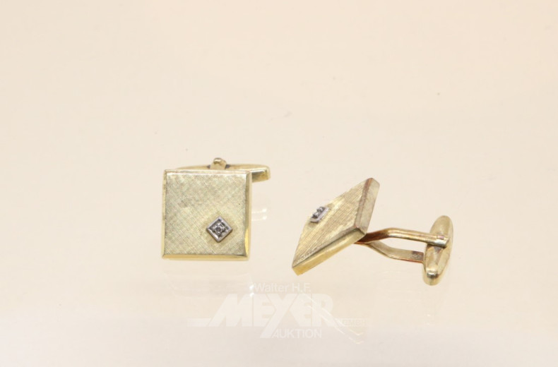 Paar Manschettenknöpfe, 585er GG,