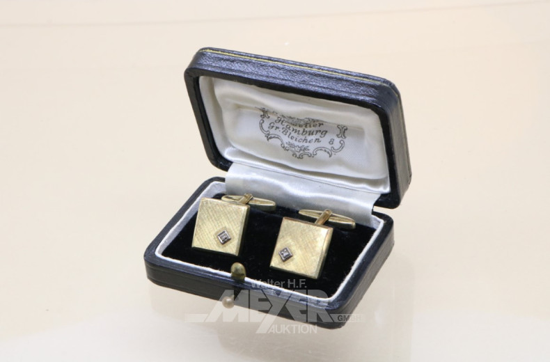 Paar Manschettenknöpfe, 585er GG,