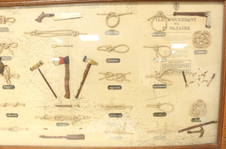 Knotentafel, gerahmt, ca. 45 x 95 cm