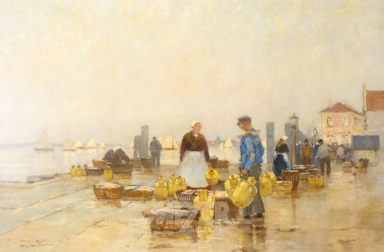 Gemälde ''Auf dem Fischmarkt'',