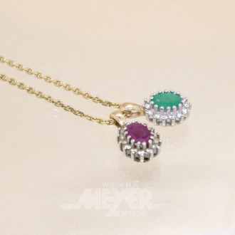 Kette, 585er GG, mit 2 Anhängern,