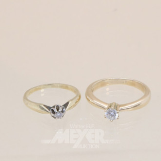 2 Damenringe, 585er GG,