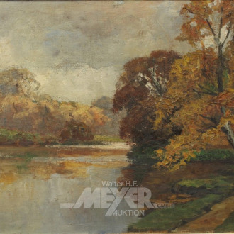 Gemälde, ''Herbstlandschaft mit Fluß'',