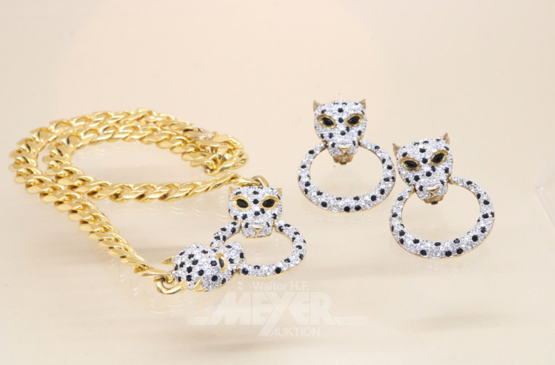 Panther-Schmuckset, 925er Silber,