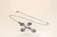 Collier mit Kreuz, 900er Silber,