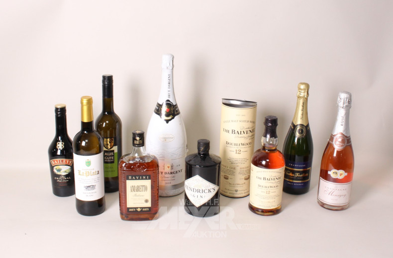 Posten Alkoholika, u.a. Gin, Whiskey,