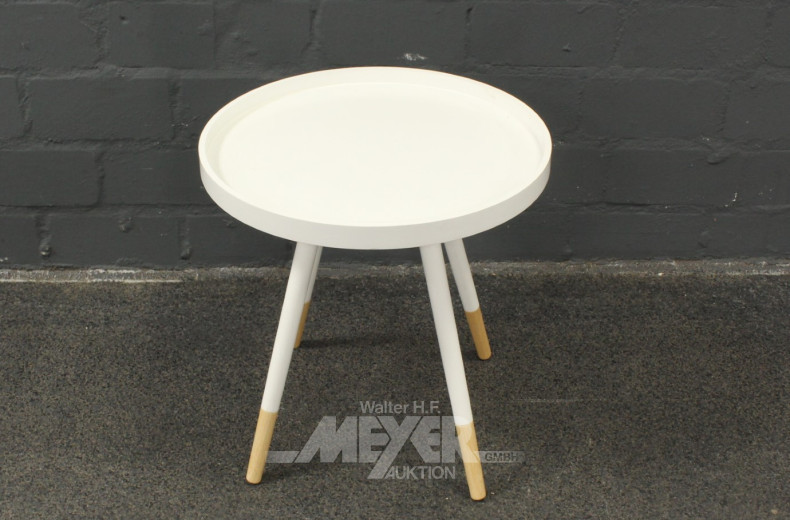 Beistelltisch, weiß, rund