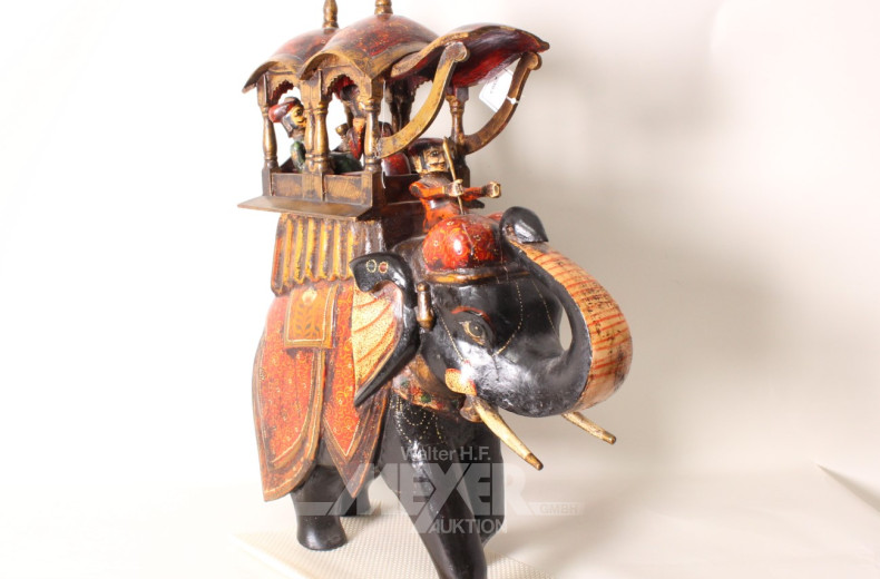 gr. Holzfigur, Elefant, farbig