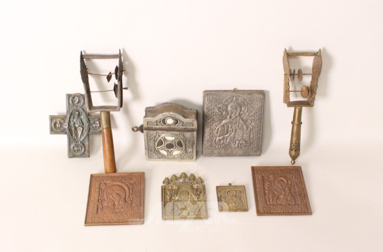 Konvolut Reiseikone und Gebetsrasseln