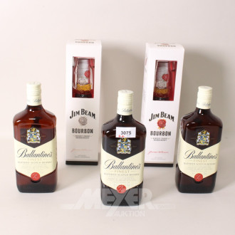 5 Flaschen Whiskey: JIM BEAM,