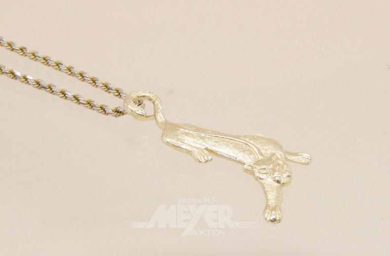 Kette, 585er GG, mit Anhänger, 585er GG,