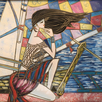 Gemälde ''Damen auf Segelschiff''