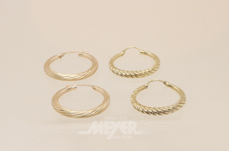 2 Paar Creolen, 585er/750er GG,