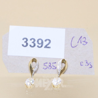 Paar Ohrhänger, 585er GG, ca. 3 g