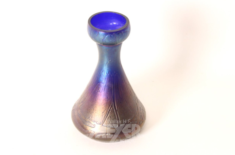 Glasvase, Überfangtechnik blau/grün