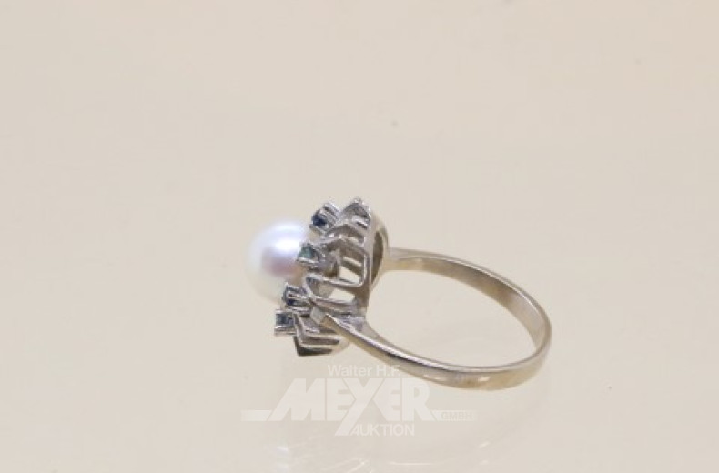 Damenring, 585er WG, besetzt mit 1 Perle