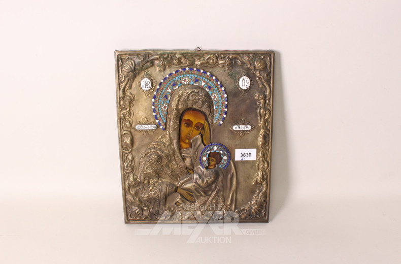 3 versch. Ikonen, tlw. mit Oklat