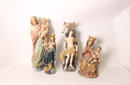 4 versch. Heiligen-Holzschnitz-Figuren: